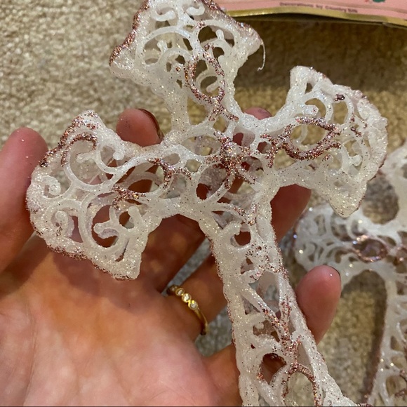 2-Pack of Pink Glitter / Ice Cross Ornaments - Picture 4 of 7